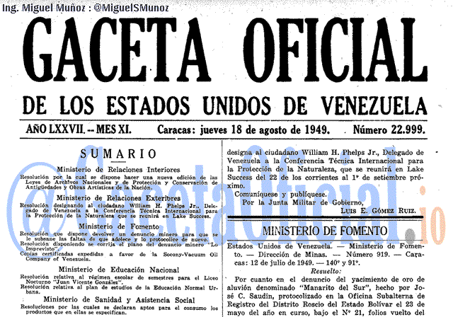 Gaceta Oficial 22999 del 18 Agosto 1949