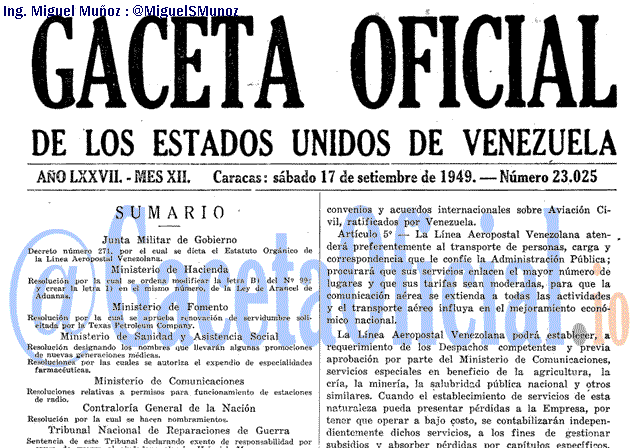 Gaceta Oficial 23025 del 17 Septiembre 1949