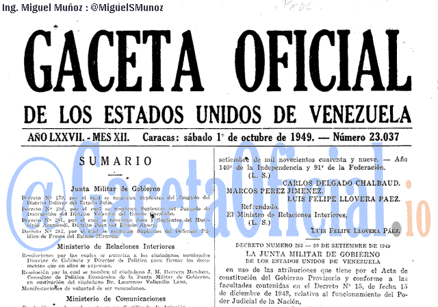 Gaceta Oficial 23037 del 1 Octubre 1949