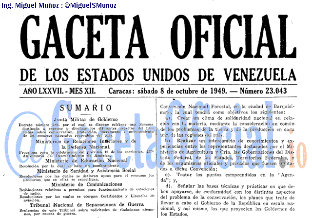 Gaceta Oficial 23043 del 8 Octubre 1949