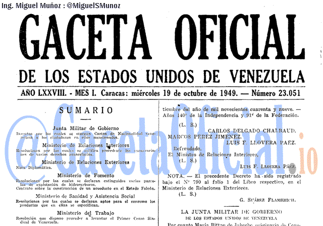 Gaceta Oficial 23051 del 19 Octubre 1949