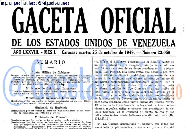 Gaceta Oficial 23056 del 25 Octubre 1949