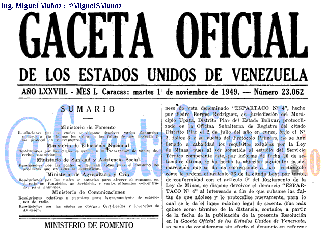 Gaceta Oficial 23062 del 1 Noviembre 1949