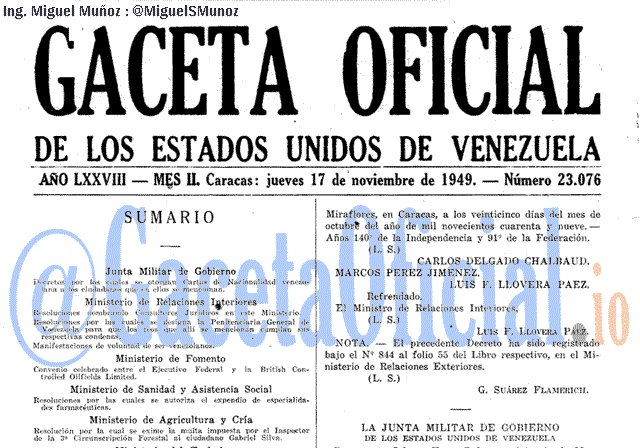 Gaceta Oficial 23076 del 17 Noviembre 1949