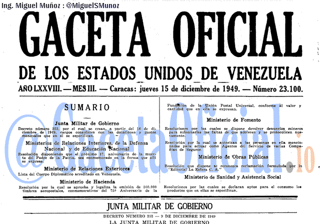 Gaceta Oficial 23100 del 15 Diciembre 1949