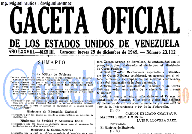 Gaceta Oficial 23112 del 29 Diciembre 1949