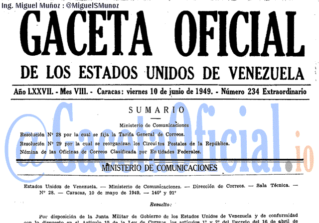 Gaceta Oficial 234 del 10 Junio 1949