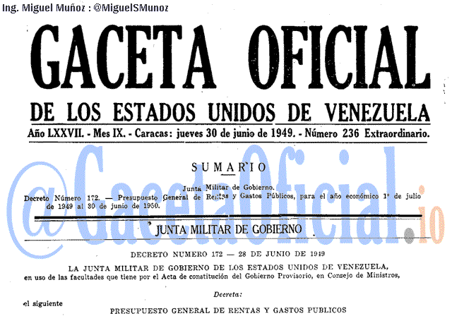 Gaceta Oficial 236 del 30 Junio 1949