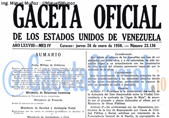 Gaceta Oficial 23136 del 26 Enero 1950