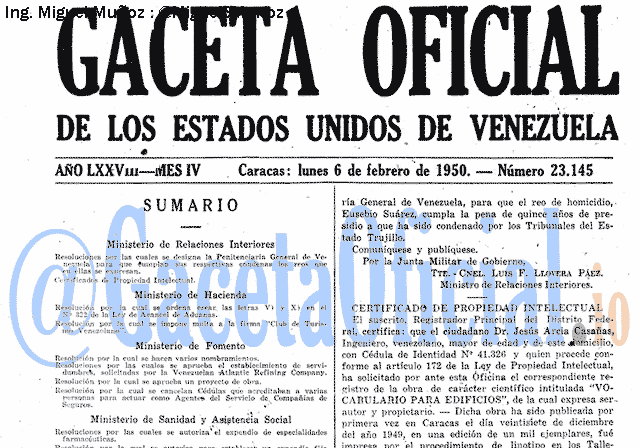 Gaceta Oficial 23145 del 6 Febrero 1950