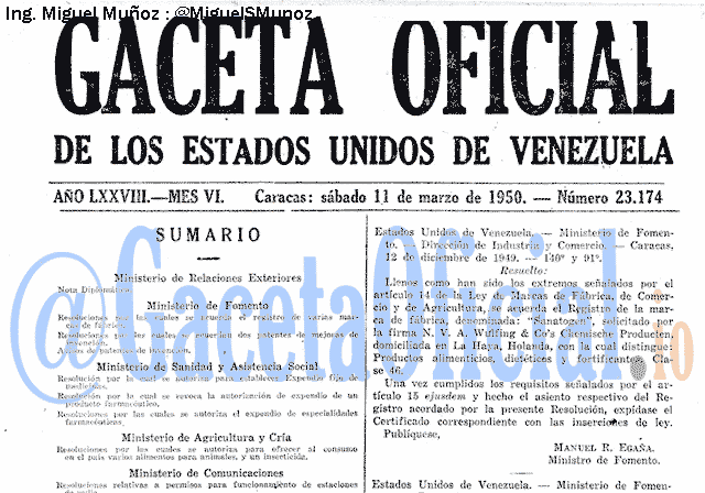 Gaceta Oficial 23174 del 11 Marzo 1950