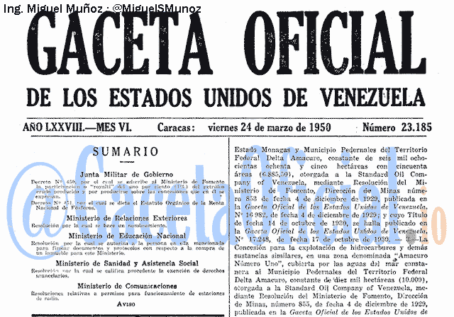 Gaceta Oficial 23185 del 24 Marzo 1950