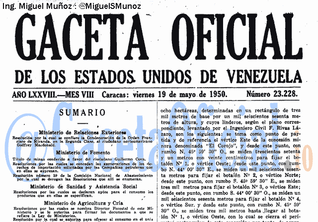 Gaceta Oficial 23228 del 19 Mayo 1950