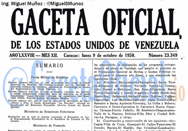 Gaceta Oficial 23349 del 9 Octubre 1950