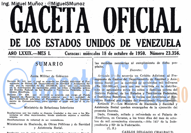 Gaceta Oficial 23356 del 18 Octubre 1950