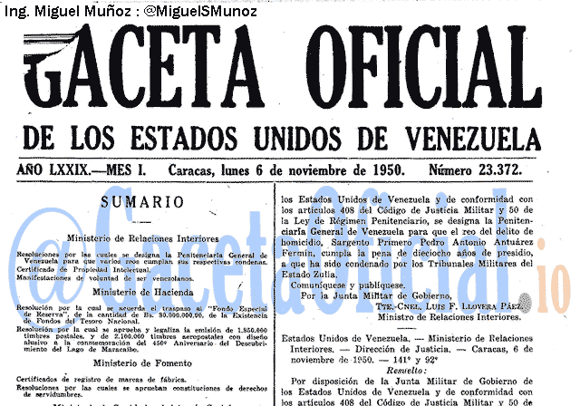 Gaceta Oficial 23372 del 6 Noviembre 1950