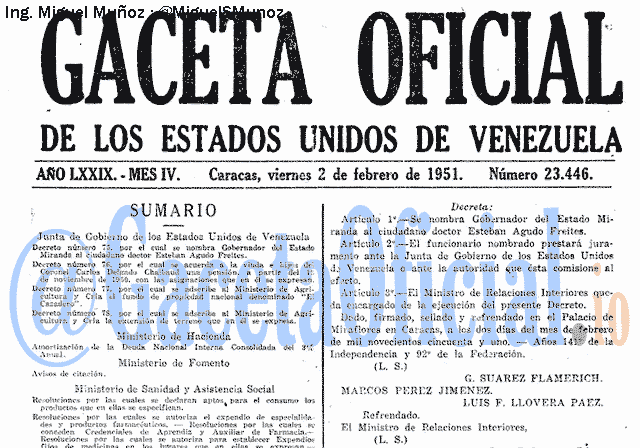 Gaceta Oficial 23446 del 2 Febrero 1951