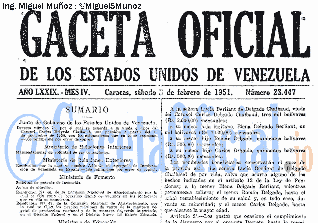 Gaceta Oficial 23447 del 3 Febrero 1951