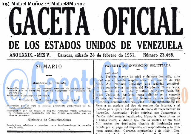 Gaceta Oficial 23465 del 24 Febrero 1951
