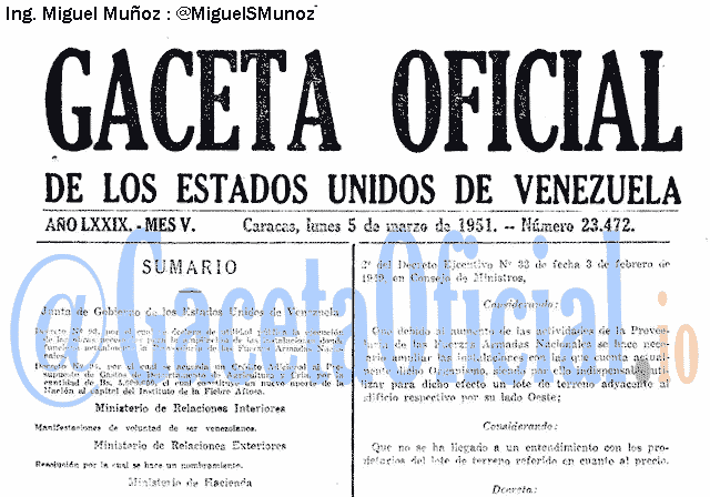 Gaceta Oficial 23472 del 5 Marzo 1951