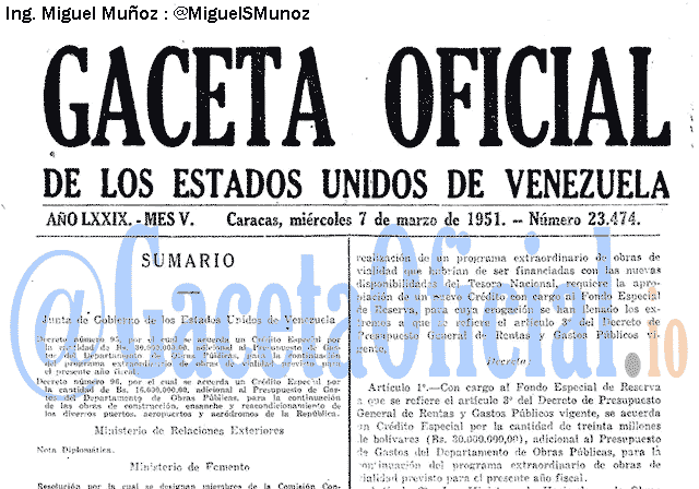 Gaceta Oficial 23474 del 7 Marzo 1951