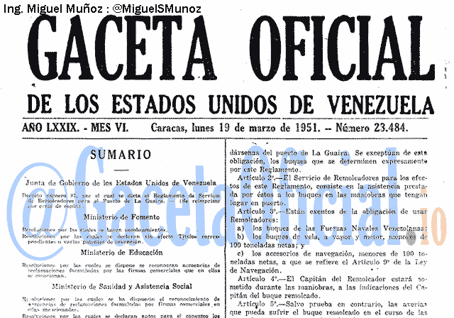 Gaceta Oficial 23484 del 19 Marzo 1951