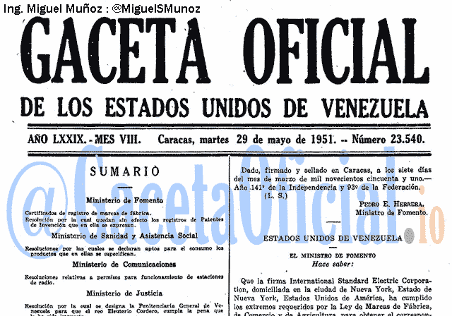Gaceta Oficial 23540 del 29 Mayo 1951