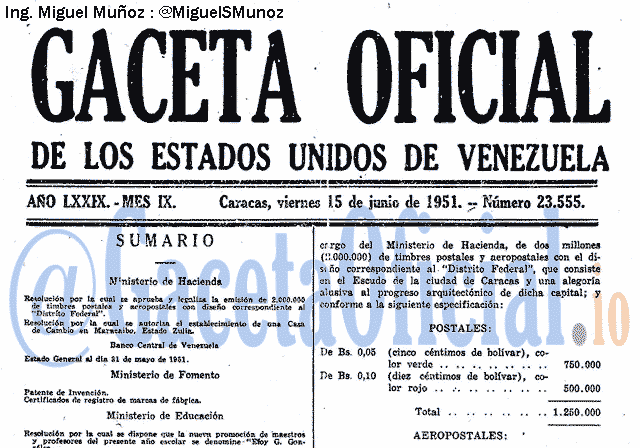 Gaceta Oficial 23555 del 15 Junio 1951