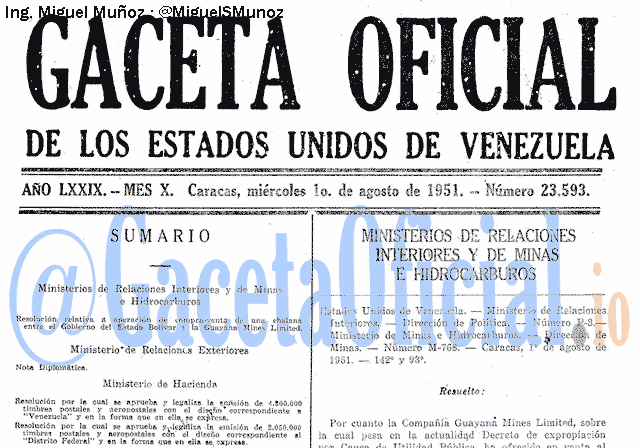 Gaceta Oficial 23593 del 1 Agosto 1951