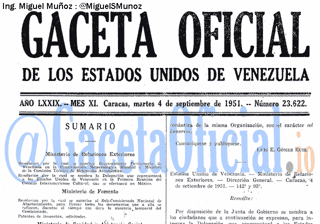 Gaceta Oficial 23622 del 4 Septiembre 1951