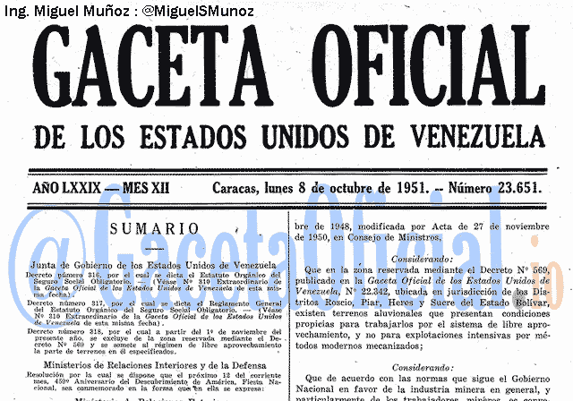 Gaceta Oficial 23651 del 8 Octubre 1951