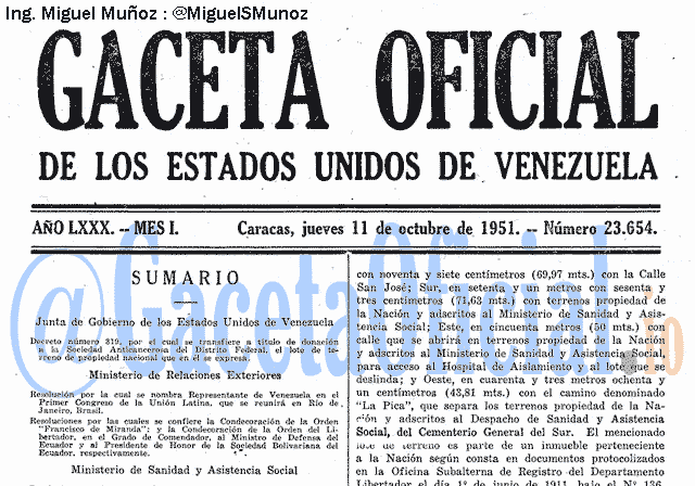 Gaceta Oficial 23654 del 11 Octubre 1951