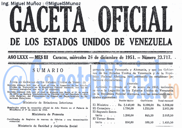 Gaceta Oficial 23717 del 26 Diciembre 1951