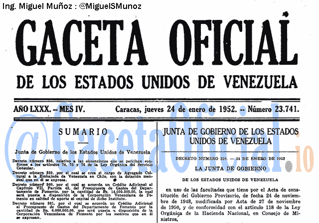 Gaceta Oficial 23741 del 24 Enero 1952