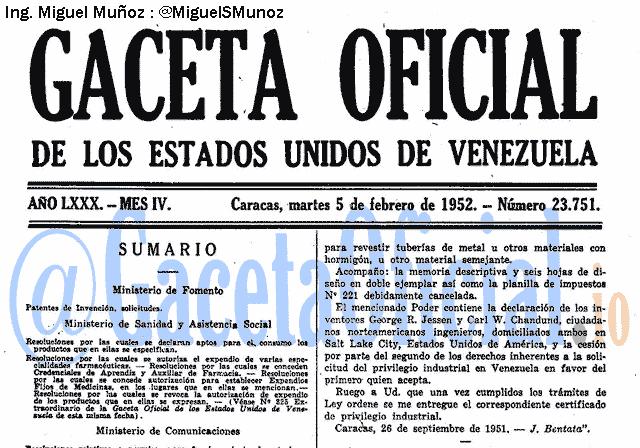 Gaceta Oficial 23751 del 5 Febrero 1952