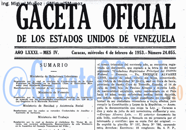 Gaceta Oficial 24055 del 4 Febrero 1953