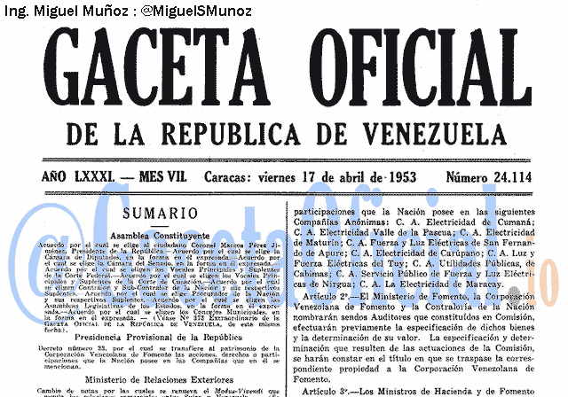 Gaceta Oficial 24114 del 17 Abril 1953