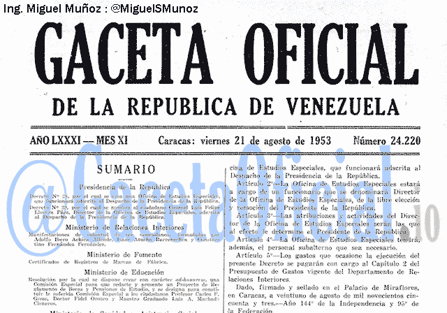 Gaceta Oficial 24220 del 21 Agosto 1953