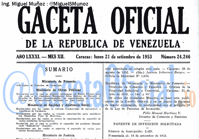 Gaceta Oficial 24246 del 21 Septiembre 1953