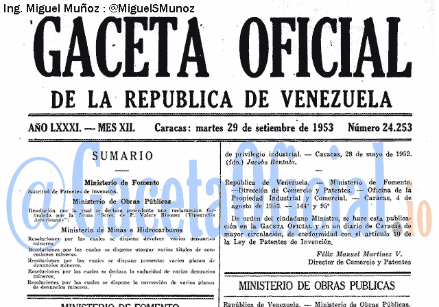 Gaceta Oficial 24253 del 29 Septiembre 1953