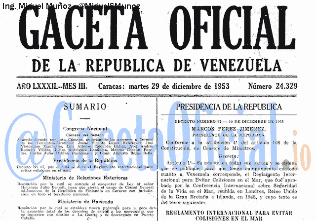 Gaceta Oficial 24329 del 29 Diciembre 1953