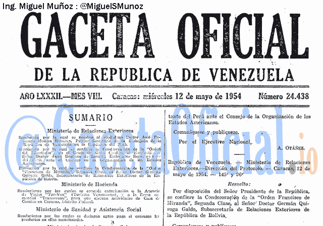 Gaceta Oficial 24438 del 12 Mayo 1954
