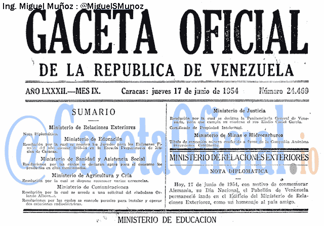 Gaceta Oficial 24469 del 17 Junio 1954