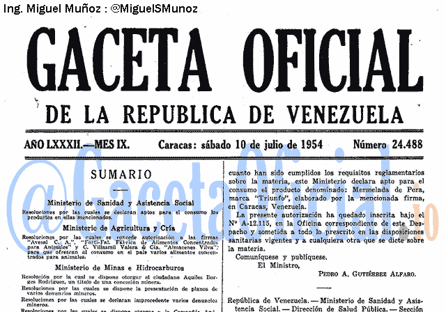 Gaceta Oficial 24488 del 10 Julio 1954