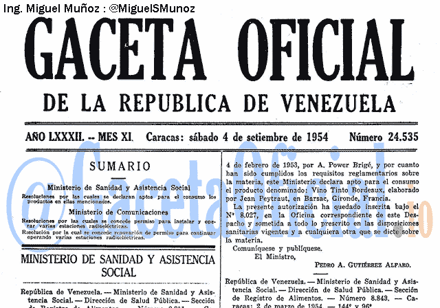Gaceta Oficial 24535 del 4 Septiembre 1954