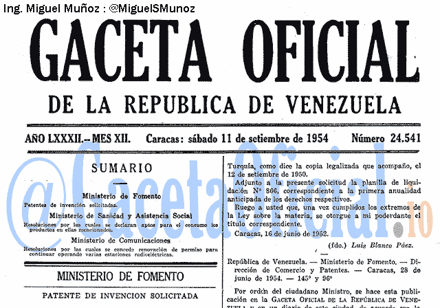 Gaceta Oficial 24541 del 11 Septiembre 1954
