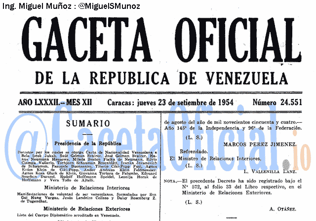 Gaceta Oficial 24551 del 23 Septiembre 1954