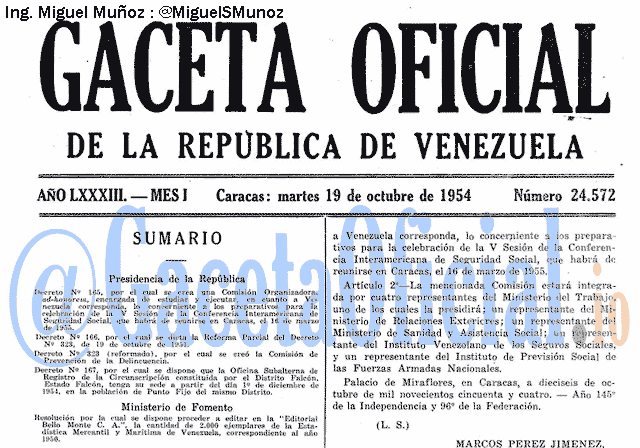 Gaceta Oficial 24572 del 19 Octubre 1954