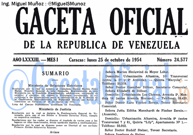 Gaceta Oficial 24577 del 25 Octubre 1954