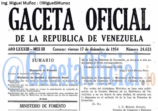 Gaceta Oficial 24623 del 17 Diciembre 1954